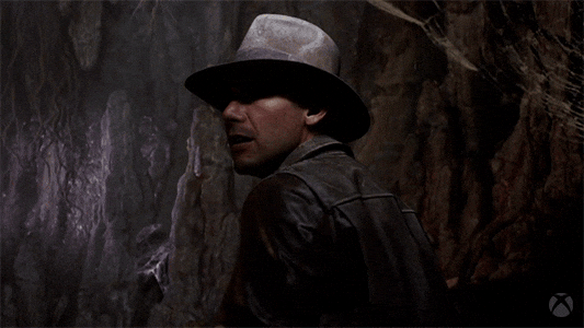 A scene from Raiders of the Lost Ark, when Indy runs from a big ol' boulder.